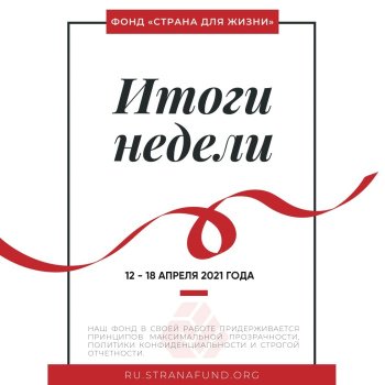 Вынікі працы фонду "Краіна для Жыцця" за тыдзень (12-18 красавіка)